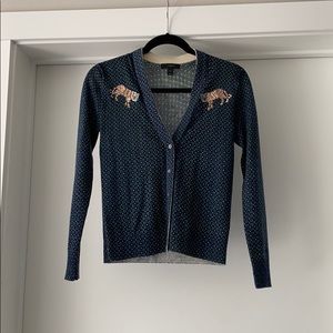 J.Crew tiger embroidered cardigan
